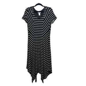 Amanda Lane Vintage Asymmetrical Maxi Shift Dress Size Large Stretch Pullover